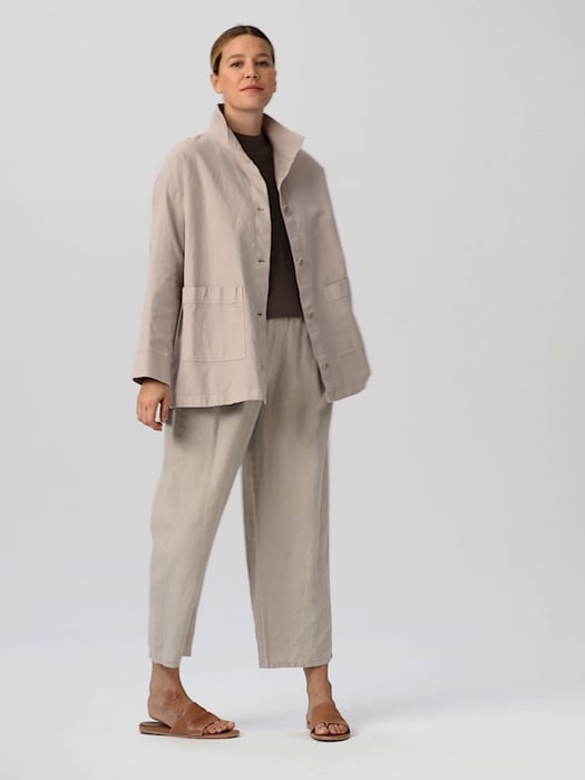 Cotton Hemp Stretch Stand Collar Jacket | EILEEN FISHER Cotton Hemp Stretch Stand Collar Jacket | EILEEN FISHER