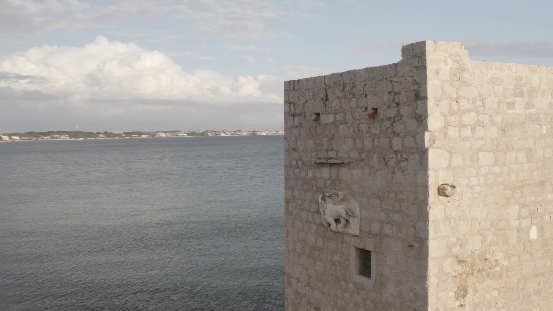 Castle ruins on the seashore, close up