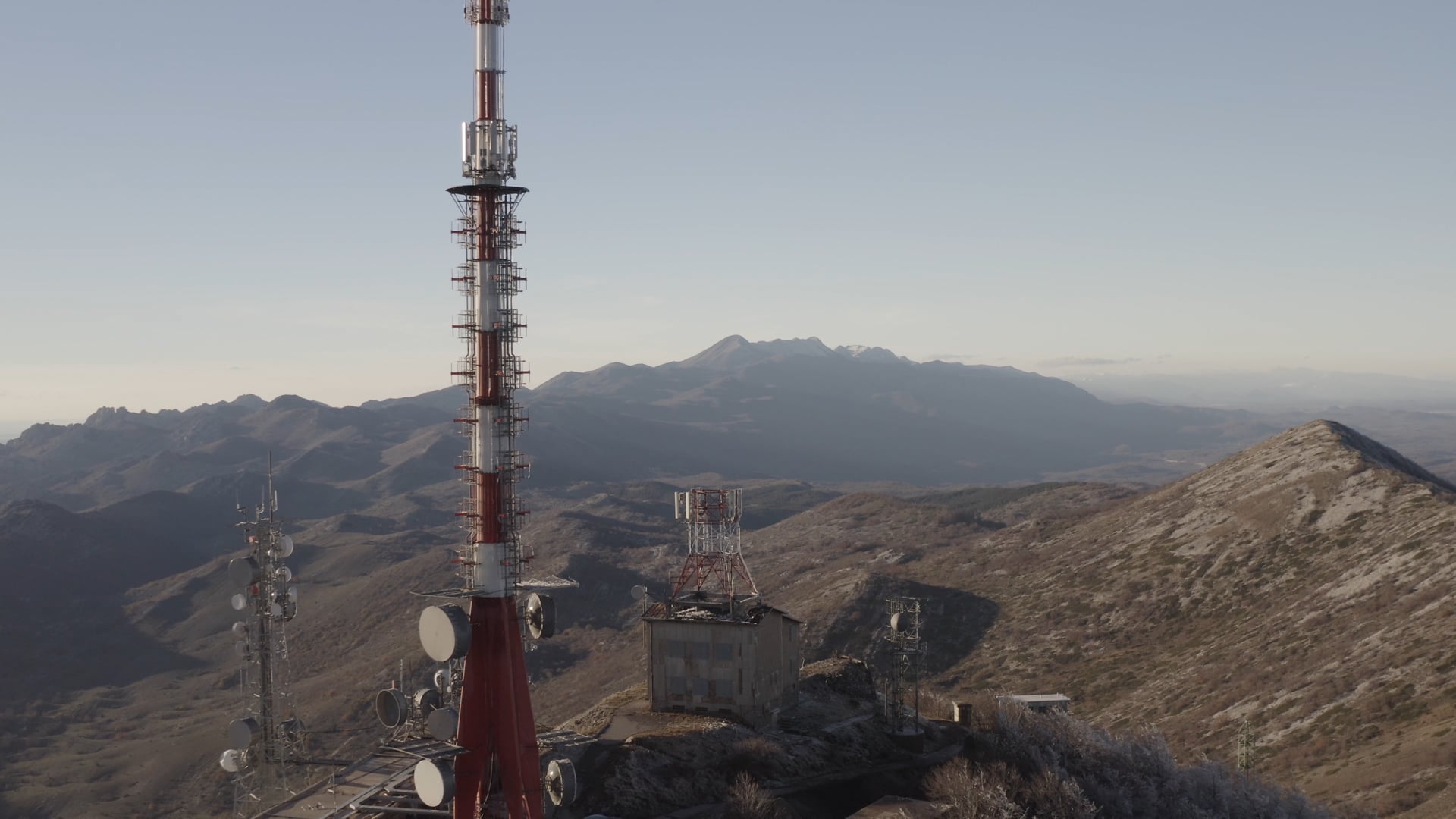 Antenna on the top of the mountain, fade away