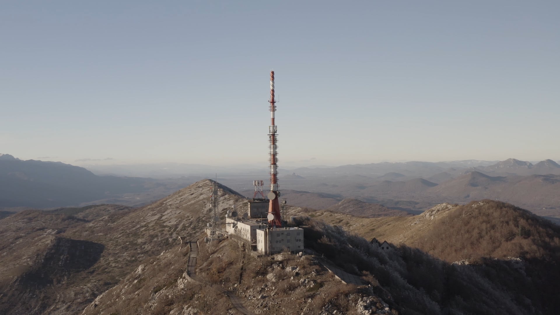 Antenna on the top of the mountain, sunshine, 360°