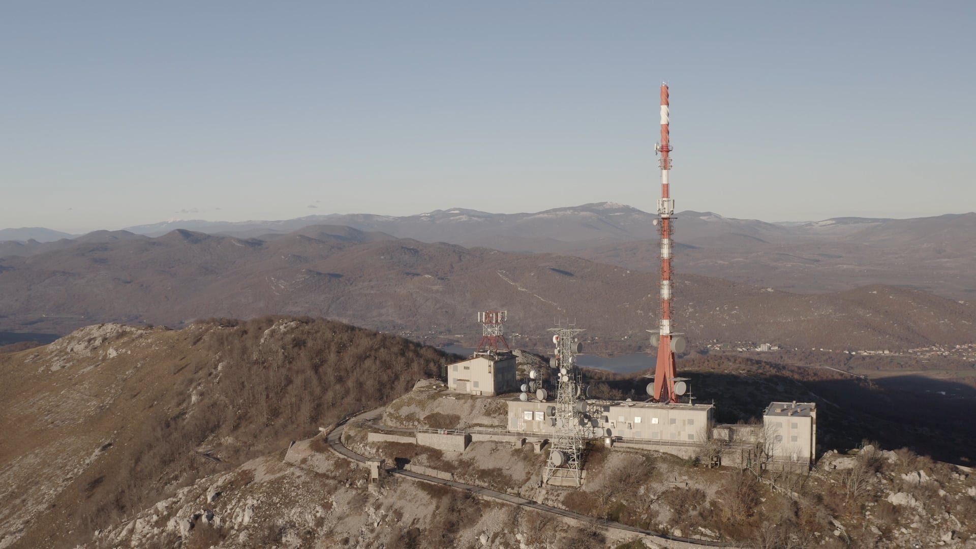 River in the mountains, antenna visible at the beginning