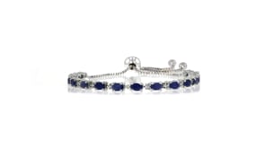 4.50 ct. t.w. Sapphire Bolo Bracelet with Diamond Accents in Sterling Silver