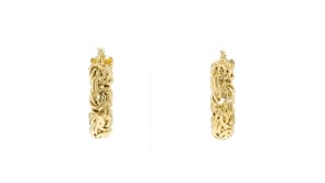 18kt Yellow Gold Over Sterling Silver Small Byzantine Hoop Earrings. 1