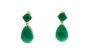 19.20 ct. t.w. Emerald Drop Earrings in 18kt Gold Over Sterling
