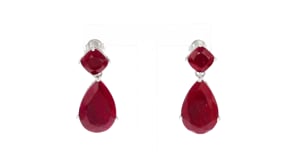 26.50 ct. t.w. Opaque Ruby Drop Earrings in Sterling Silver