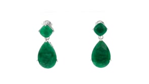 19.20 ct. t.w. Emerald Drop Earrings in Sterling Silver