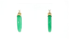 Jade Hoop Earrings with 14kt Yellow Gold. 1
