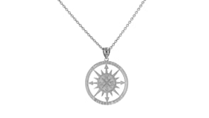 Sterling Silver Lost Without You Compass Pendant Necklace