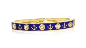 1.00 ct. t.w. Citrine and Blue Enamel Anchor Bangle Bracelet in 18kt Gold Over Sterling
