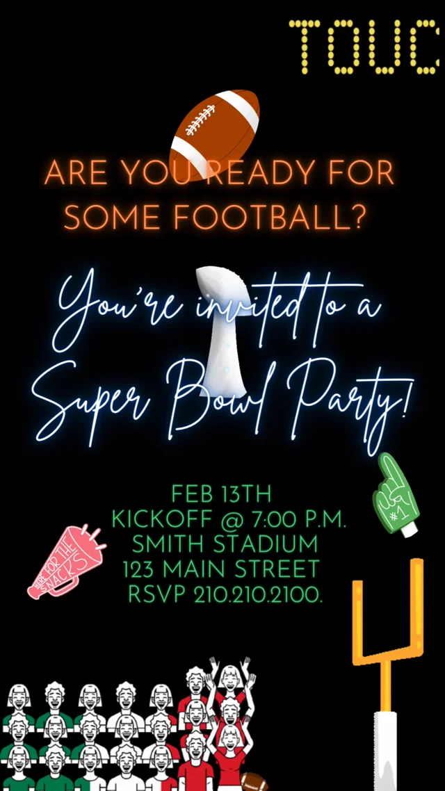 Football Background Super Bowl Party Invitations