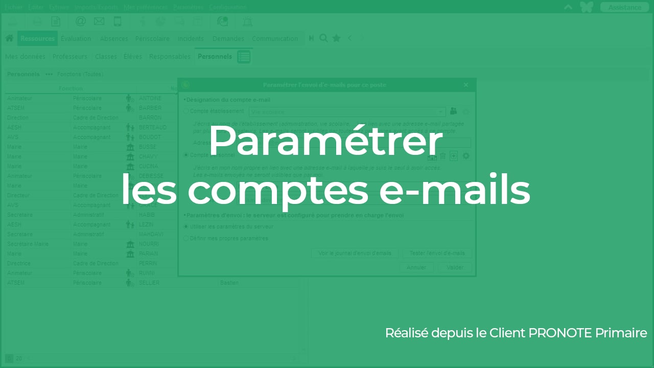 PRONOTE Primaire Pour Le Directeur - Paramétrer Les Comptes E-mails On ...