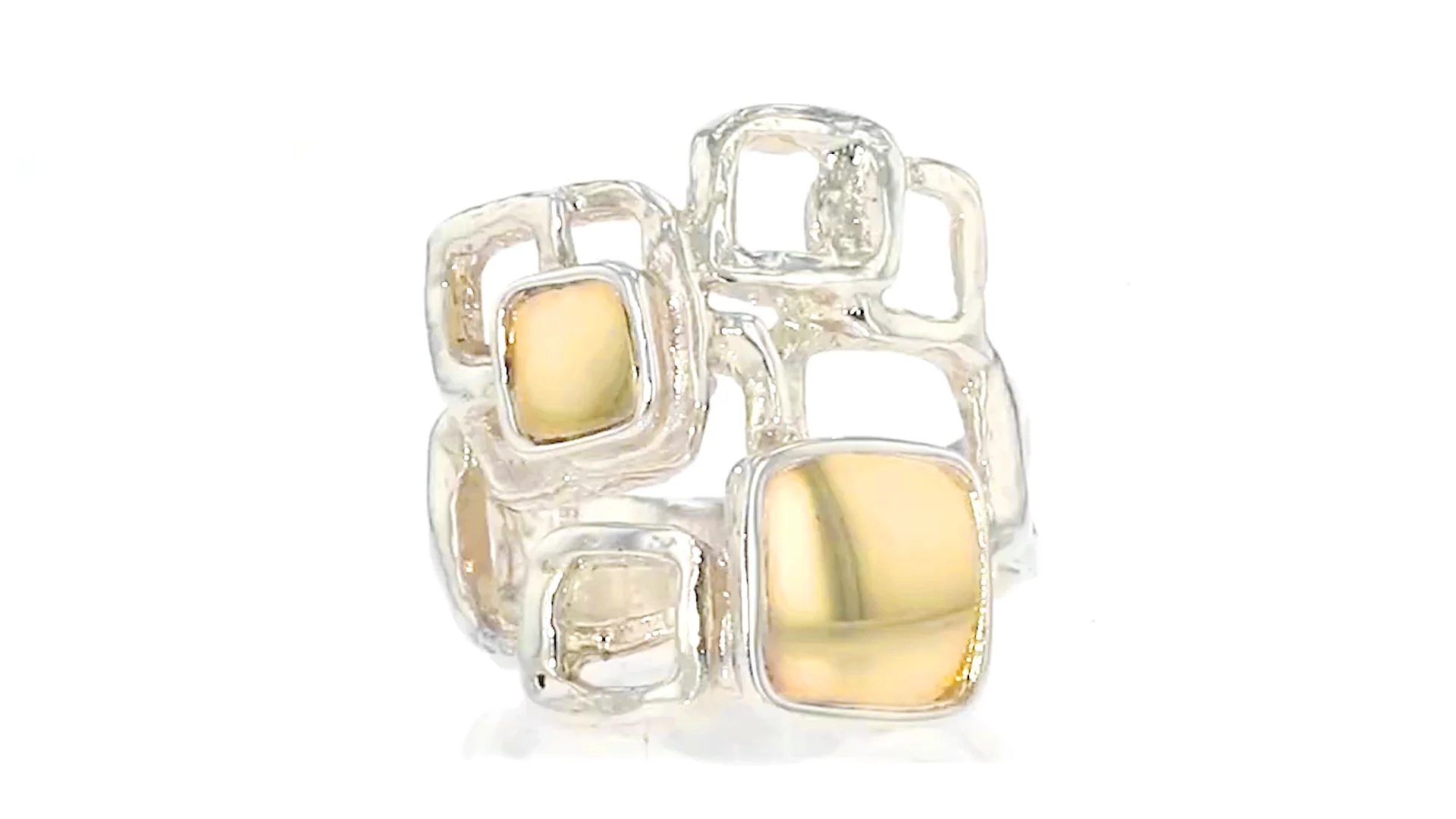 Sterling Silver and 14kt Yellow Gold Geometric Cube Ring on Vimeo