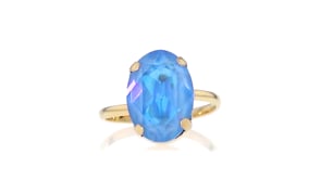 Italian Blue Swarovski Crystal Ring in 18kt Gold Over Sterling