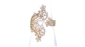 50 ct. t.w. Diamond Flower Bypass Ring in 18kt Gold Over Sterling