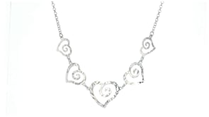 Italian Sterling Silver Graduated Heart Station Necklace