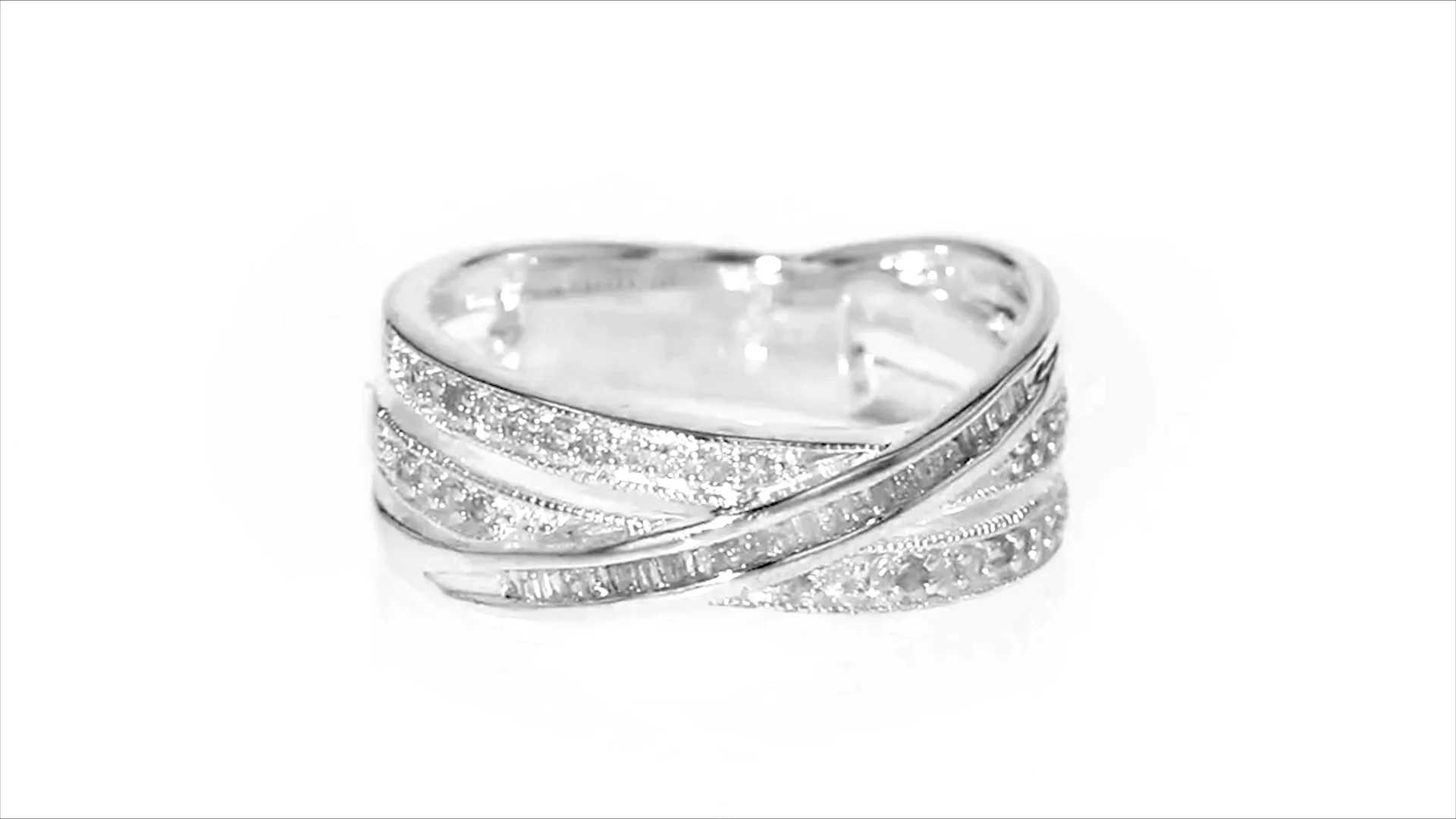 1.25 Ct. T.w. Baguette And Round Diamond Highway Ring In Sterling...
