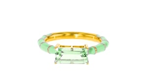 1.70 Carat Prasiolite Ring with Green Enamel in 18kt Gold Over Sterling