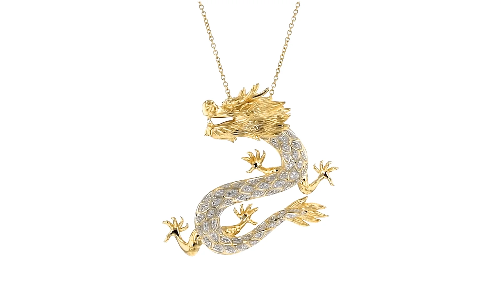 25 ct. t.w. Diamond Dragon Pendant Necklace in 18kt Gold Over