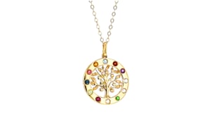 52 ct. t.w. Multi-Gemstone Tree of Life Pendant Necklace in 18kt Gold Over Sterling