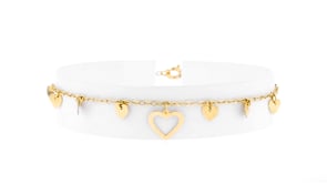 Italian 14kt Yellow Gold Heart Station Bracelet