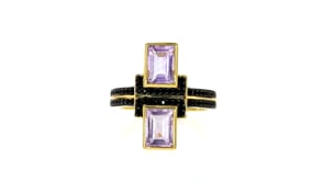 1.70 ct. t.w. Amethyst and .10 ct. t.w. Black Spinel Ring in 18kt Gold Over Sterling