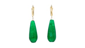 Jade Drop Earrings in 14kt Yellow Gold