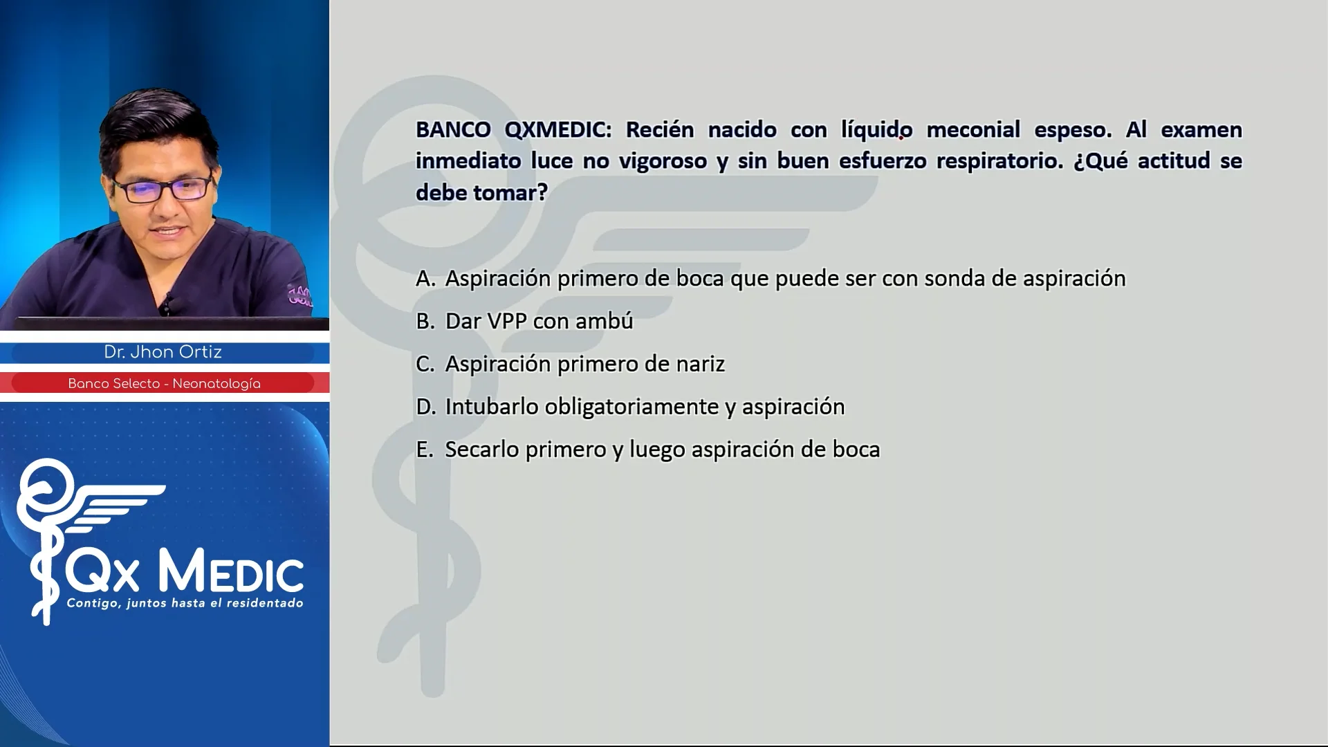 203 - BANCO QXMEDIC Recién nacido con líquido meconial espeso