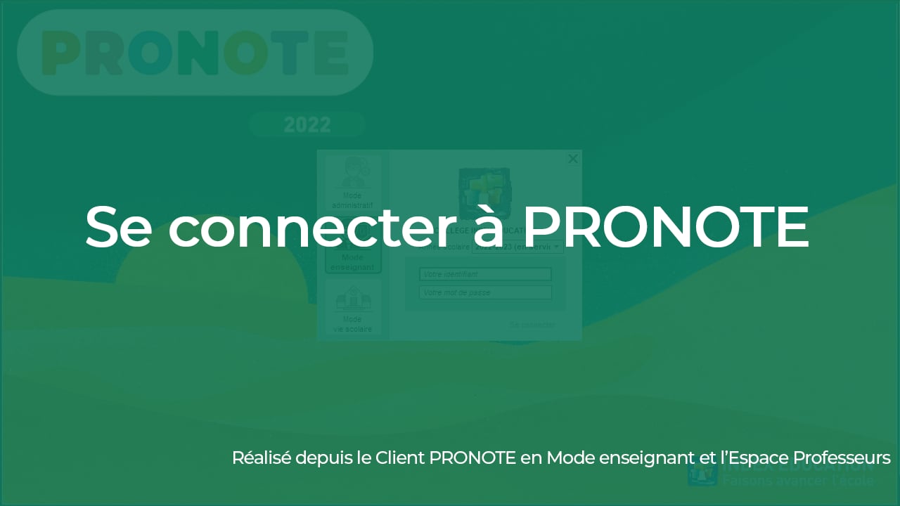 PRONOTE pour les professeurs  Se connecter à PRONOTE on Vimeo