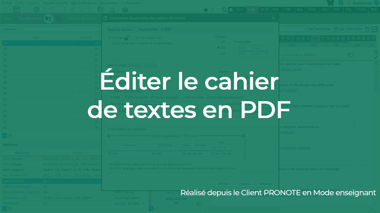 PRONOTE pour les professeurs  Éditer le cahier de textes en PDF on Vimeo