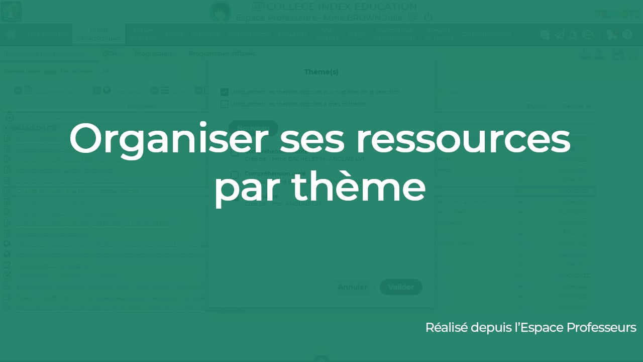 PRONOTE Pour Les Professeurs - Organiser Ses Ressources Par Thème On Vimeo