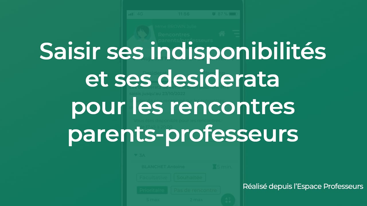 PRONOTE pour les professeurs  Saisir ses indisponibilités et ses