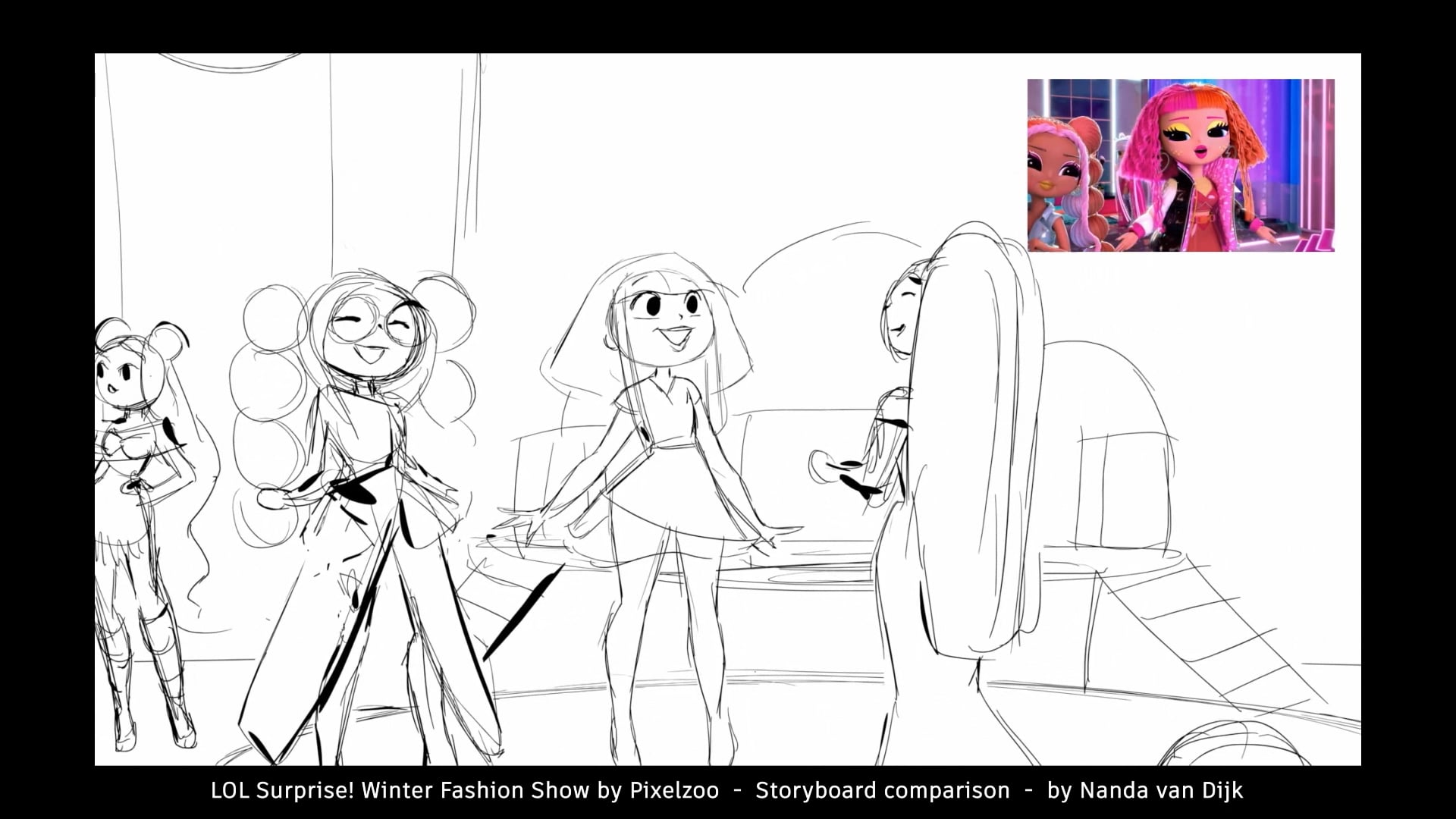 LOL Surprise! Winter Fashion Show Storyboard comparison sequence 56 by Nanda van Dijk