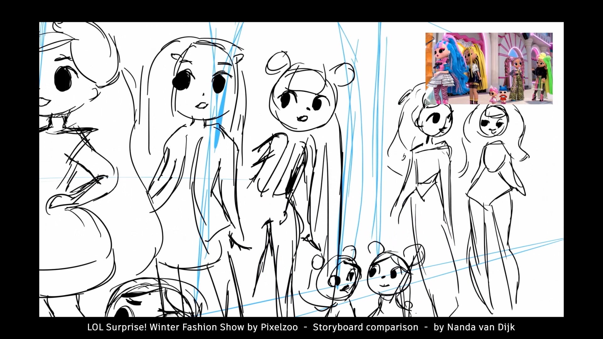 LOL Surprise! Winter Fashion Show Storyboard comparison sequence 5 by Nanda van Dijk