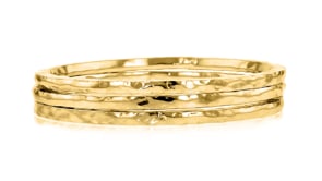 Italian 24kt Gold over Sterling Silver Jewelry Set Three Hammered Bangle Bracelets