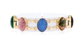 Multi-Stone Scarab Bracelet in 14kt Yellow Gold