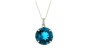 7.00 Carat London Blue Topaz Pendant Necklace in 14kt Yellow Gold