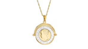 Genuine Lira Coin Necklace in 18kt Gold Over Sterling from Italy