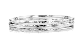Italian Sterling Silver Jewelry Set Three Hammered Bangle Bracelets