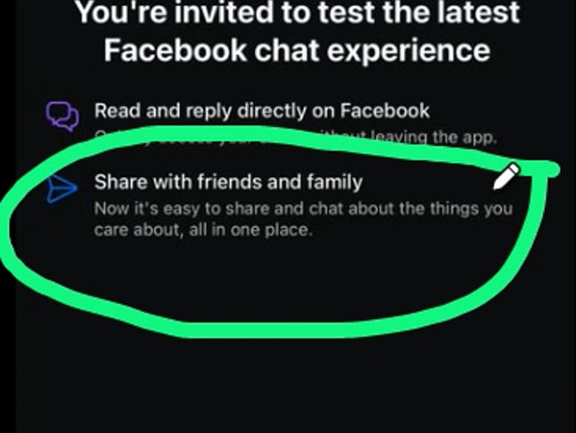 Neue Messenger Funktion in FB App