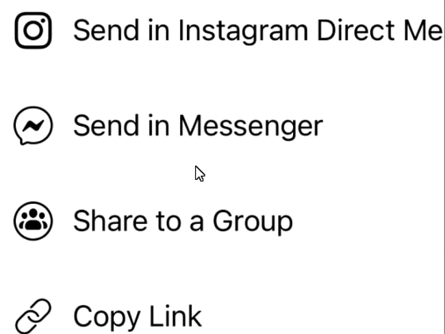 Neu: FB Post in Insta Messenger teilen
