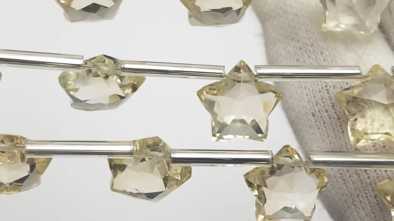 超レア●ホランダイト含有シトリン シトリン（産地・ブラジル） スターカット10×10mm 1連｜天然石