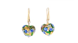 Italian Multicolored Murano Glass Heart Bead Drop Earrings with 18kt Gold Over Sterling