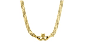 18kt Gold Over Sterling Bismark-Link Claddagh Necklace