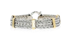 Two-Tone Double Wheat-Link Bracelet in Sterling Silver and 14kt Gold Over Sterling