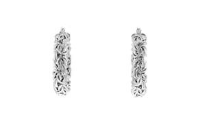 Sterling Silver Medium Byzantine Hoop Earrings. 1 38