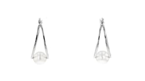 8-9mm Cultured Pearl Double Hoop Earrings in Sterling Silver. 1