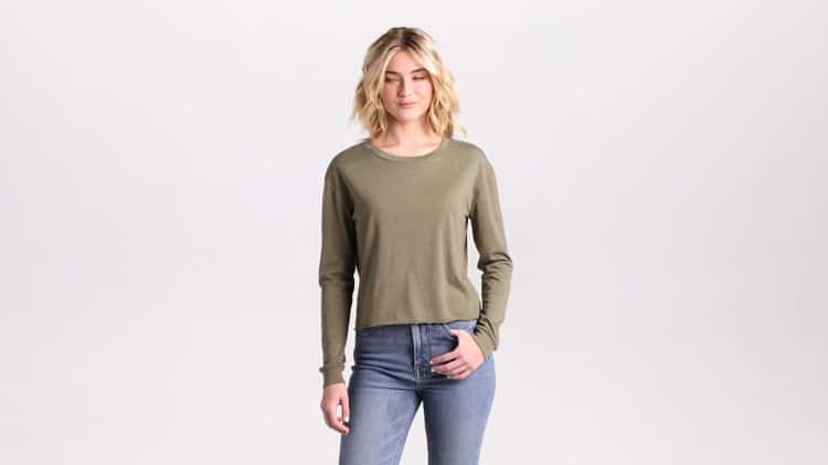 By Together Knit Poly Rayon Rib Crew Neck Long Sleeve Crop Top