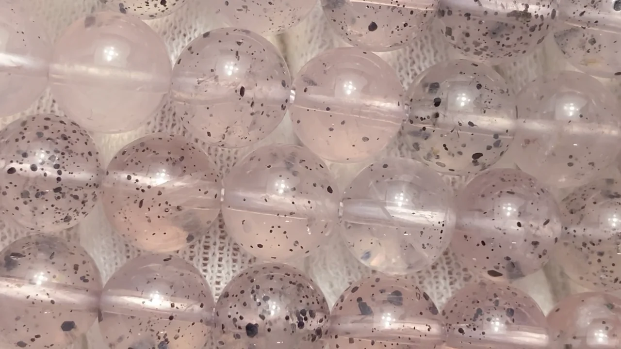 マイカインローズクォーツ ラウンド8mm 半連/1連（約37cm）｜天然石