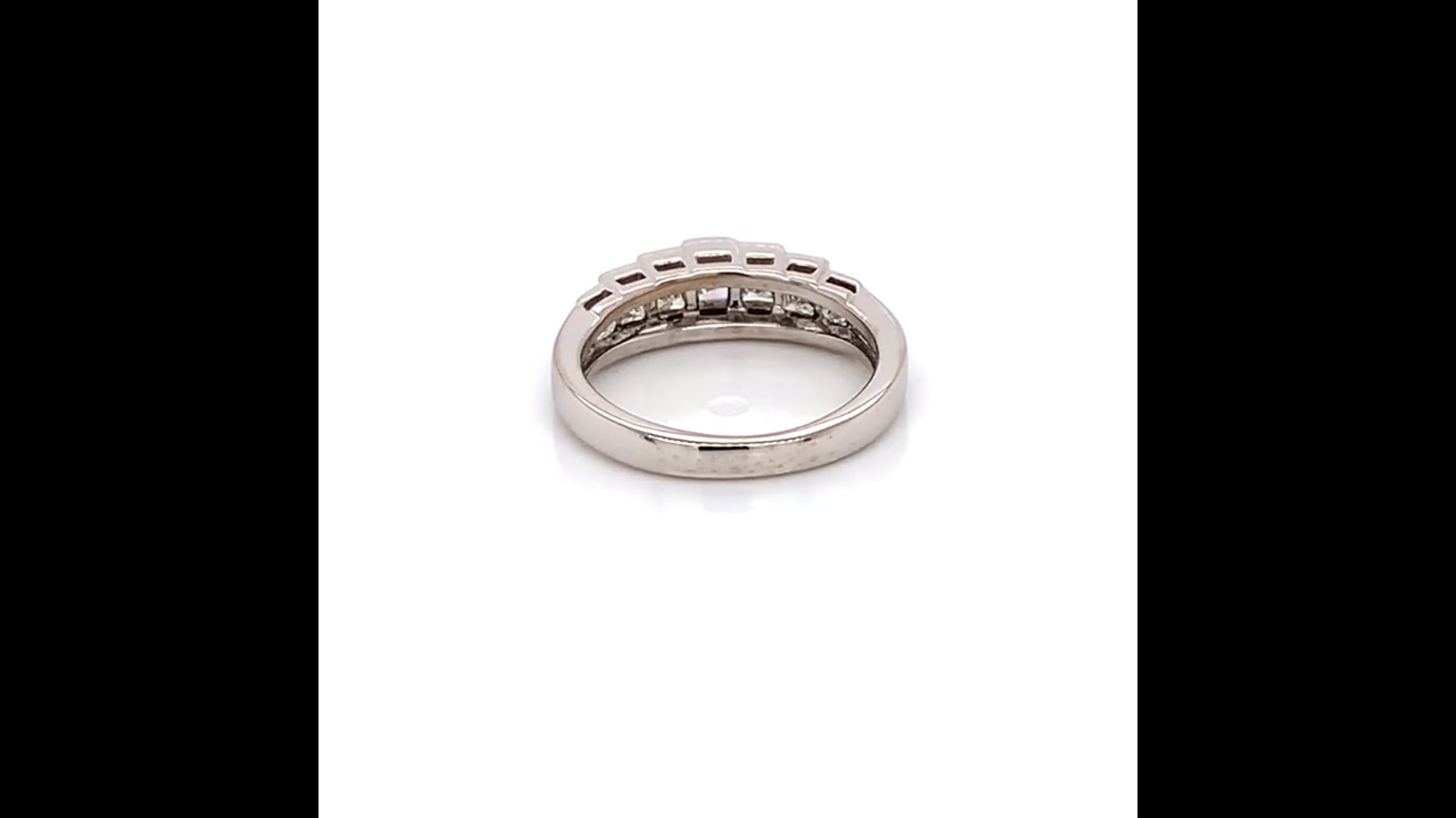 Bague Or Blanc 18K Diamants Et Saphir - Taille 50/51, Occasion Parfait état