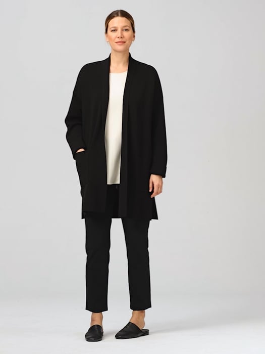 Silk & Cotton Interlock Long Cardigan | EILEEN FISHER